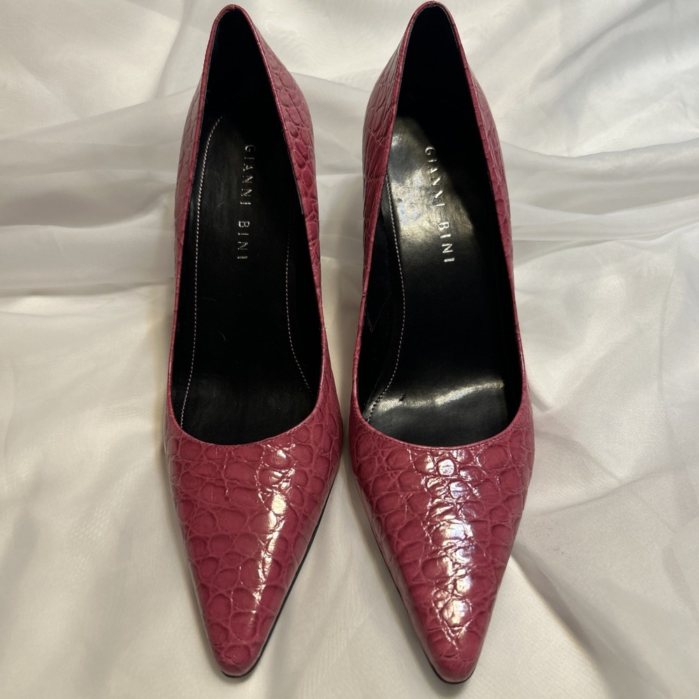 Gianni Bini Shoes Sz 8.5 Pink Leather Snake Women's Pointed Toe Heels - Picture 8 of 8